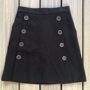 Catherine Malandrino Black Button-Front A Line Skirt Size 2